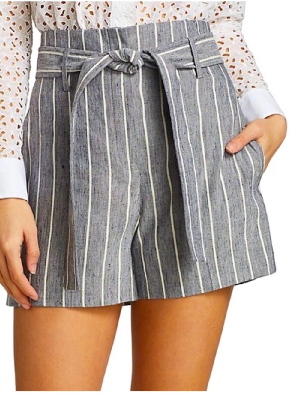 Theory Striped Linen Shorts